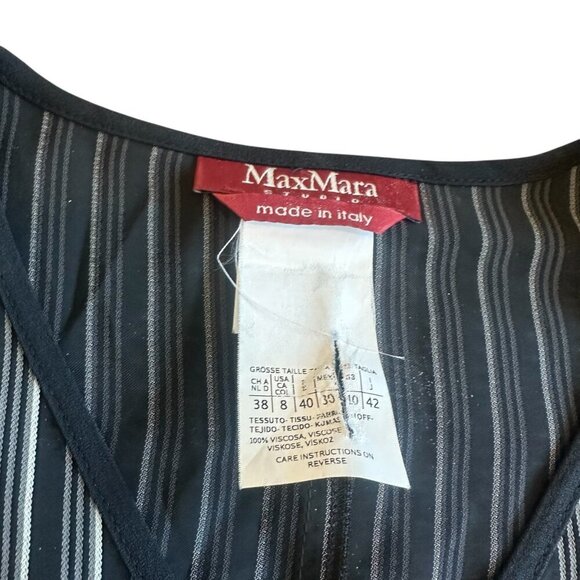 MaxMara Studio Striped Dress Crossover Retro Y2K 3/4 Sleeves Size 8 Women's - Picture 2 of 13